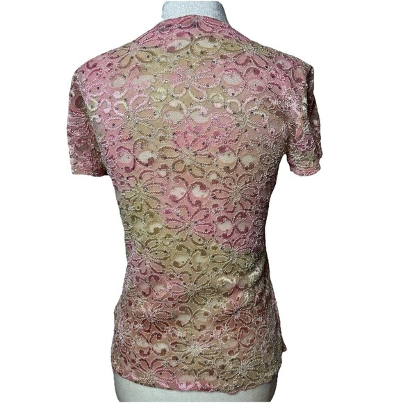 Y2K SoftGirl Fairycore Sheer Lace Glitter top size medium - Picture 3 of 8